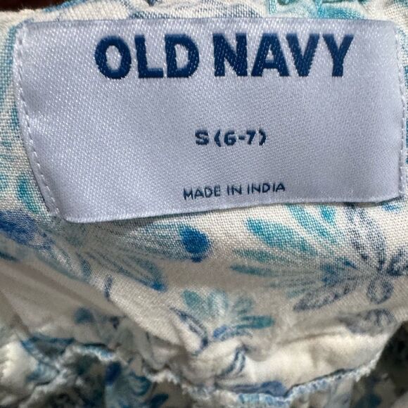 Old Navy girls white and blue floral cotton tiered boho midi sundress size small - Picture 5 of 6